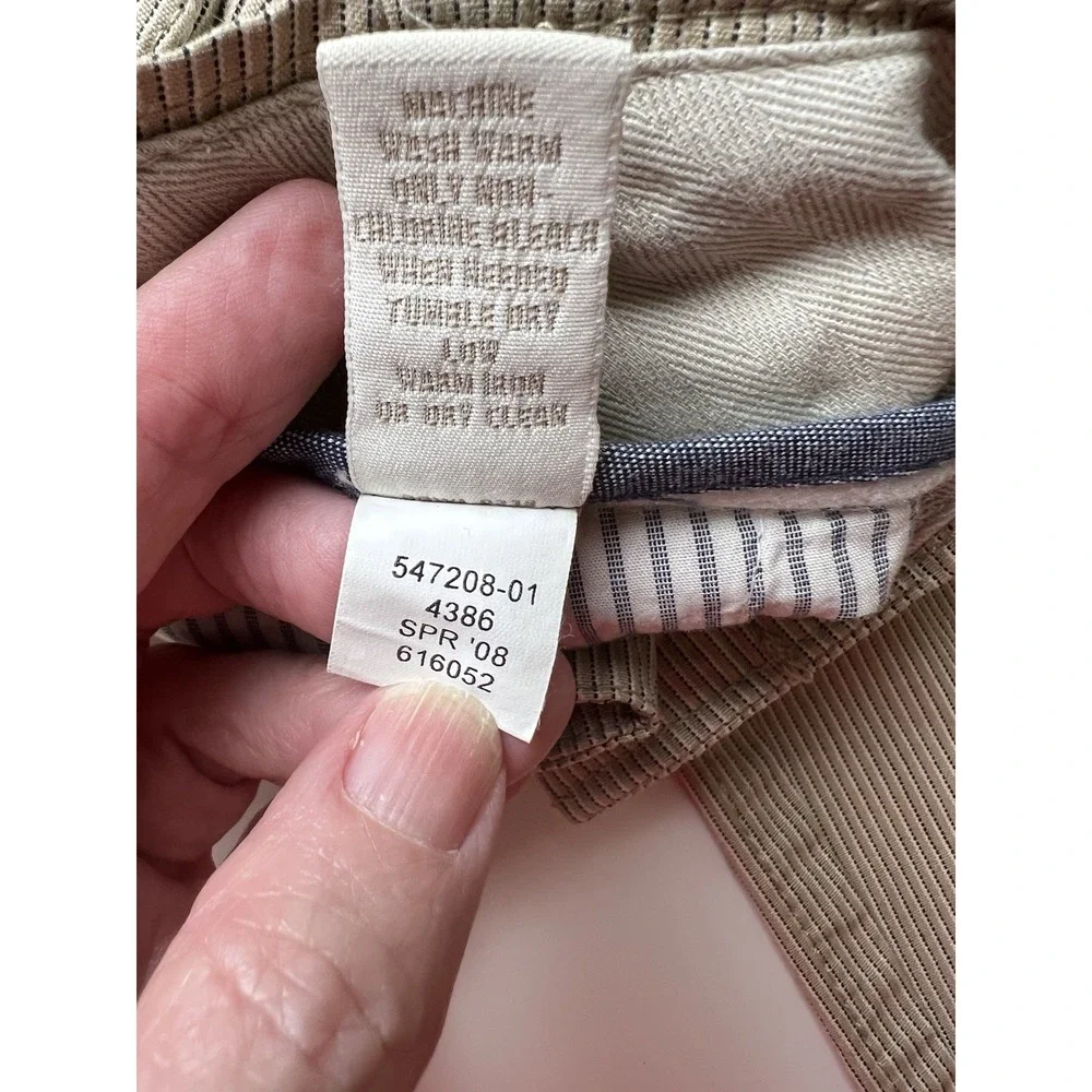 Banana Republic 100% Cotton Beige Pinstriped 100% Cotton Pants Size 34/30